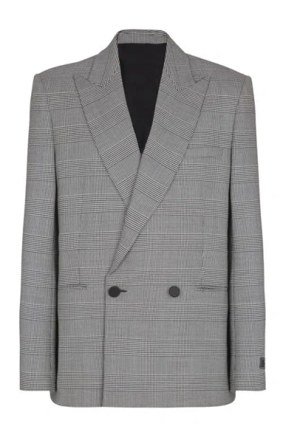 Balmain Prince-of-wales Single-breasted Blazer In Gray