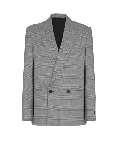 Balmain Prince Of Wales 2-buttons Blazer In Black