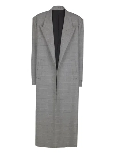 Balmain Prince-of-wales Buttoned Coat In Gray