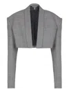 Balmain Prince Of Wales-check Cropped Jacket In Gray