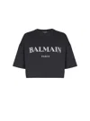 Balmain Printed Cropped T-shirt In Black