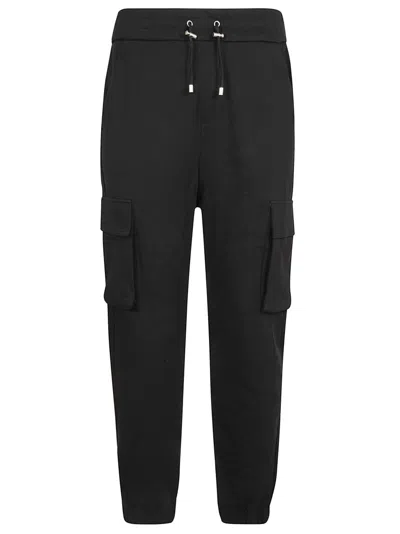 Balmain Print Cargo Sweatpants In Black