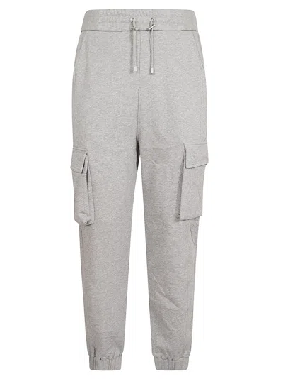 Balmain Print Cargo Sweatpants In Ydu Gris Chine Blanc