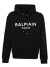 Balmain Slouchy Black Organic Cotton Hoodie With Bold Logo Print In Black