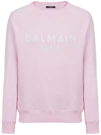 Balmain Print Sweatshirt In Roselwhite