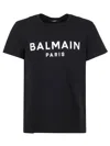 Balmain Black Crewneck T-shirt With Logo Lettering On The Front In Cotton Man
