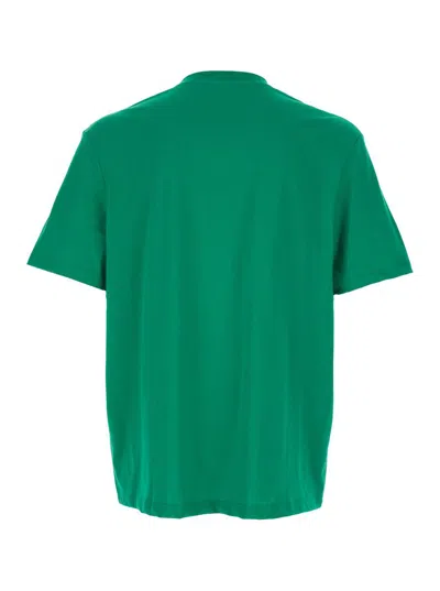 BALMAIN GREEN CREWNECK T-SHIRT WITH LOGO LETTERING PRINT ON THE FRONT IN COTTON MAN