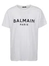 Balmain Contrasting Print Cotton T-shirt With Crew Neck In White