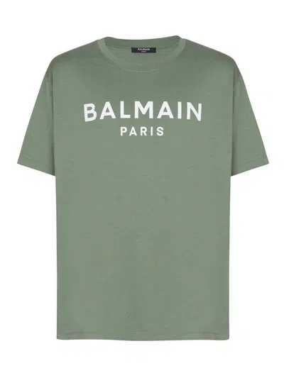 BALMAIN PRINT T-SHIRT - REG FIT LAUREL GREEN/WHITE