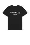 Balmain Black Crewneck T-shirt With Logo Lettering On The Front In Black & White