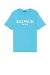 Balmain Organic Cotton Logo Graphic T-shirt In Blue