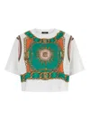 Balmain Chain Motif Crew Neck Cropped T-shirt In Multi