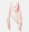 Balmain Open-shoulder Foulard-print Flounce Top In Pink