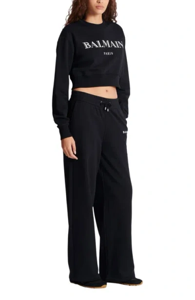 Balmain Printed  Crew-neck Sweatshirt In Black