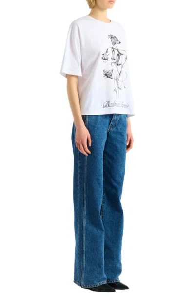 BALMAIN PRINTED BALMAIN FLOWER T-SHIRT