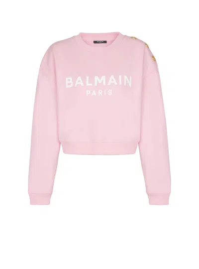 BALMAIN BALMAIN LOGO PRINTED CROPPED SWEATSHIRT