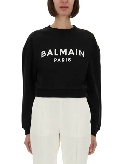 Balmain Printed  Paris Sweatshirt In Black