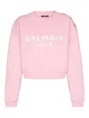 Balmain Embossed Gold Metal Button Shoulder Sweatshirt In Pink