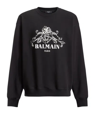 BALMAIN BALMAIN FLORAL LOGO PRINT SWEATSHIRT