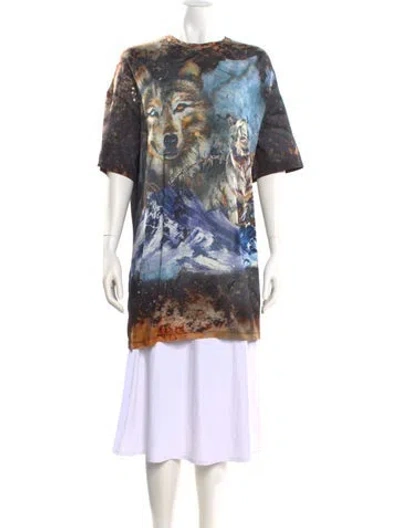 Pre-owned Balmain Printed Bateau Neckline Tunic In Brown