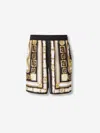 Balmain Baroque Print Silk Bermuda Shorts In Black