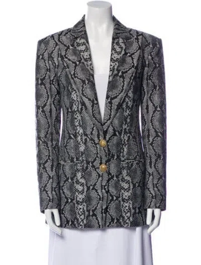 Pre-owned Balmain Printed Blazer In Gray