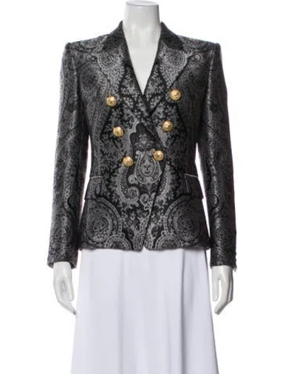 Pre-owned Balmain Printed Blazer In Gray