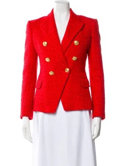 Pre-owned Balmain Printed Blazer In Red