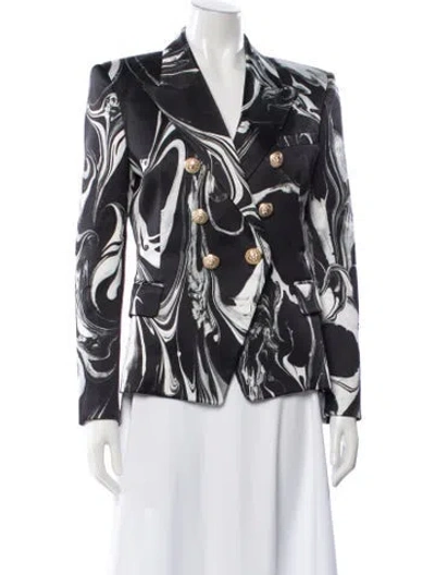 Pre-owned Balmain Printed Blazer In White