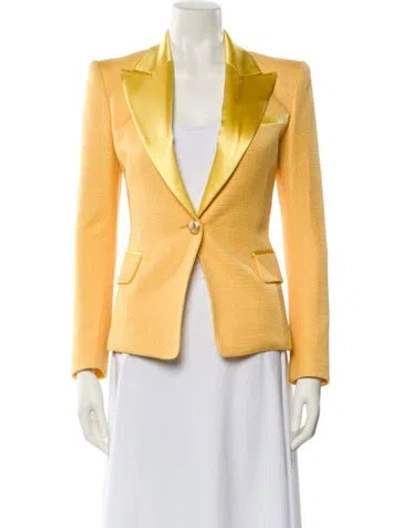 Pre-owned Balmain Printed Blazer In Yellow