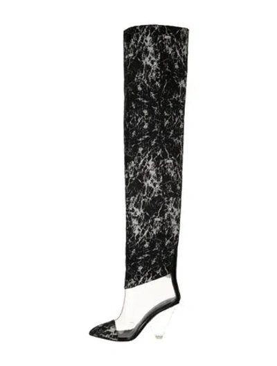 Pre-owned Balmain Printed Boots In Black