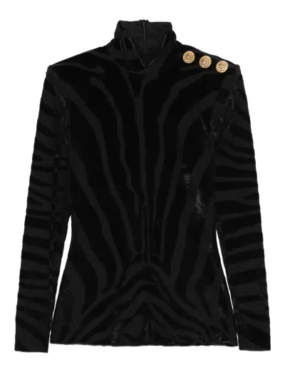 Balmain Printed Button Top In Black