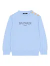 Balmain Printed Buttoned Sweatshirt In Blue