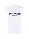 Balmain Printed Button-embellished Tank Top In White