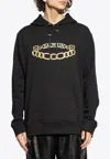 Balmain Printed Chain Logo Hooded Sweatshirt In Black