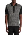Balmain Wool And Linen Polo Shirt With Monogram Motif In Multi
