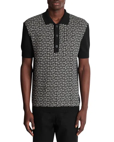 BALMAIN PRINTED COLOR BLOCK POLO SHIRT