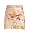 Balmain Denim Mini Skirt With Sky Print In Pink