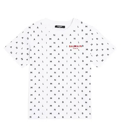 Balmain Kids' Printed Cotton Jersey T-shirt In White