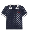 Balmain Printed Cotton Polo Shirt In Blue