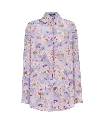 Balmain Printed Cotton Poplin Shirt In Multi