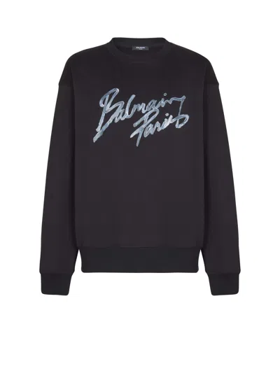 BALMAIN PRINTED COTTON SWEATSHIRT