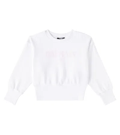Balmain Kids' Printed Cotton Sweatshirt In White