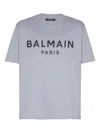 Balmain Printed Cotton T-shirt In Gray
