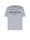 Balmain Printed Cotton T-shirt In Gray