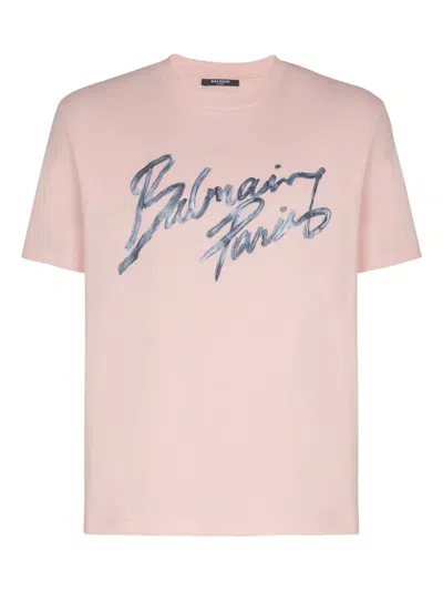 Balmain Printed Cotton T-shirt In Multi