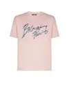 Balmain Printed Cotton T-shirt In Pink