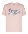 Balmain Printed Cotton T-shirt In Pink