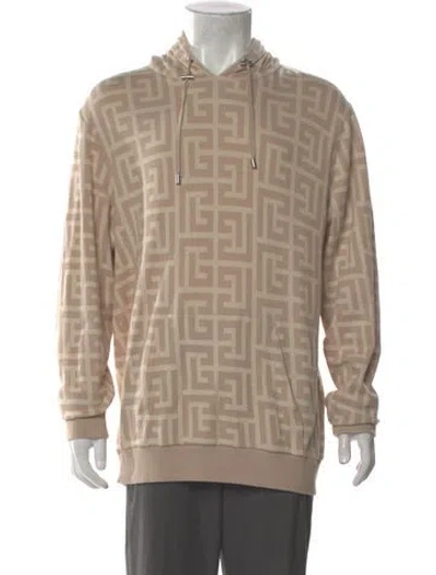 Pre-owned Balmain Printed Crew Neck Hoodie In Neutral
