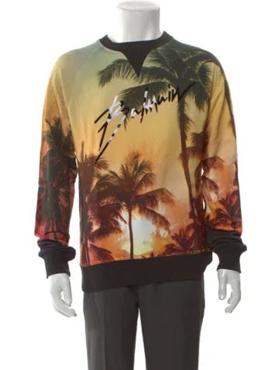 Pre-owned Balmain Printed Crew Neck Pullover W/ Tags In Green